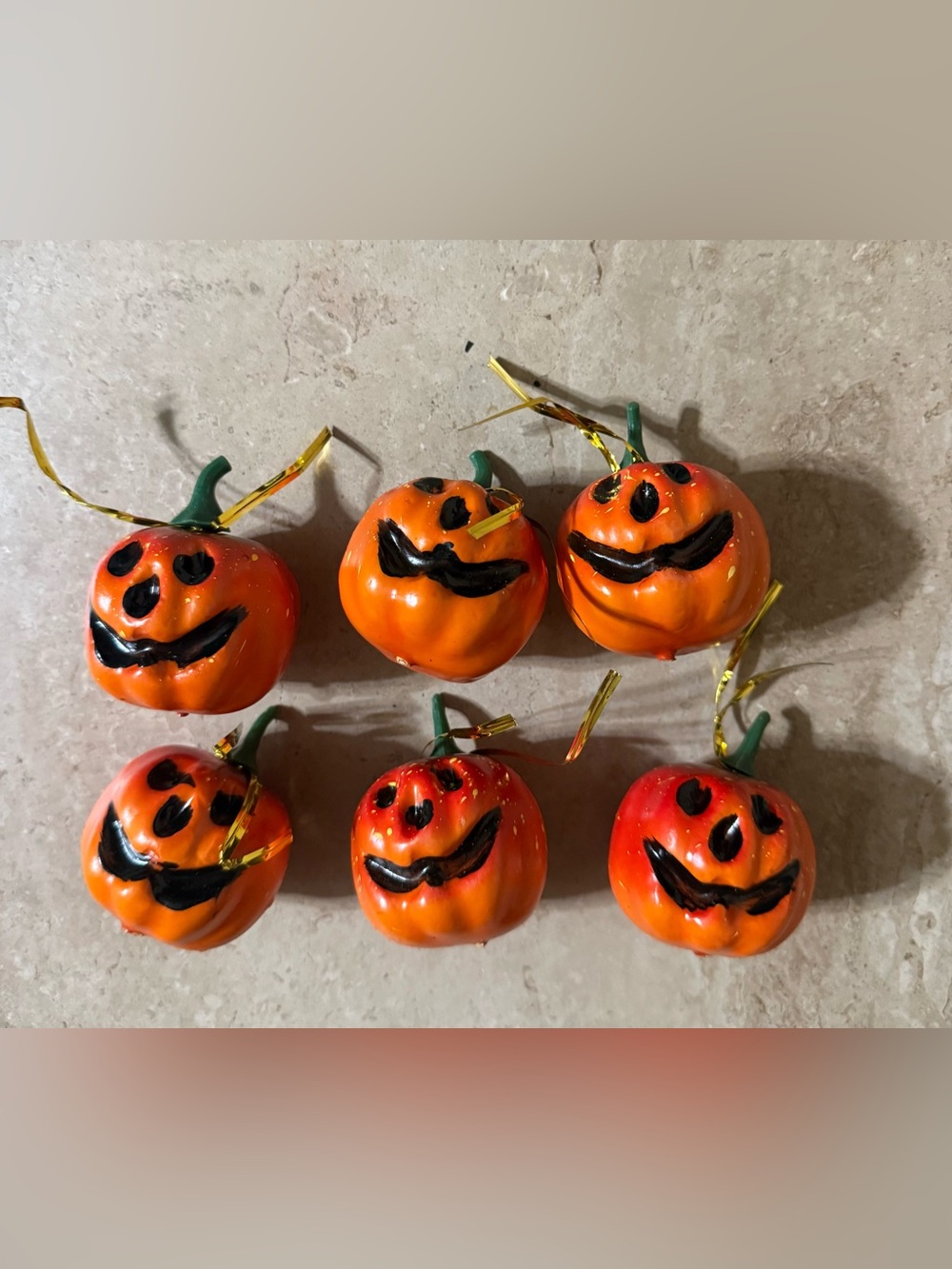 Halloween Pumpkin Jack O Lantern Ornaments Set of (6)